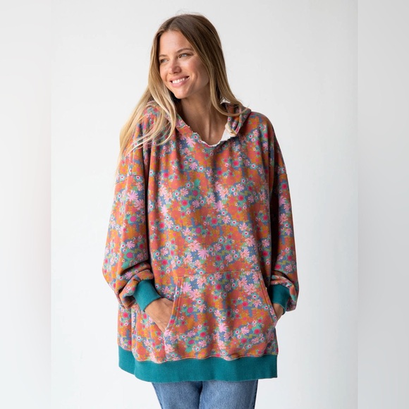 NATURAL LIFE OVERSIZED PRINTED FLORAL HOODIE - Picture 13 of 14